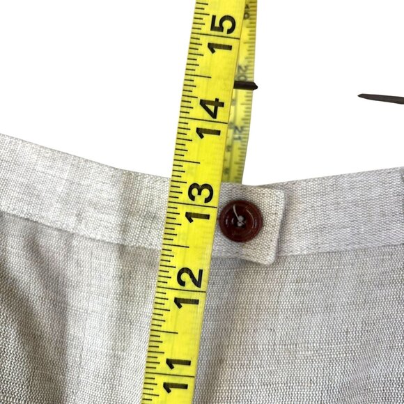 Vintage 90s Cream High Rise Linen Wide Leg Pants 10 Tall - Picture 11 of 11